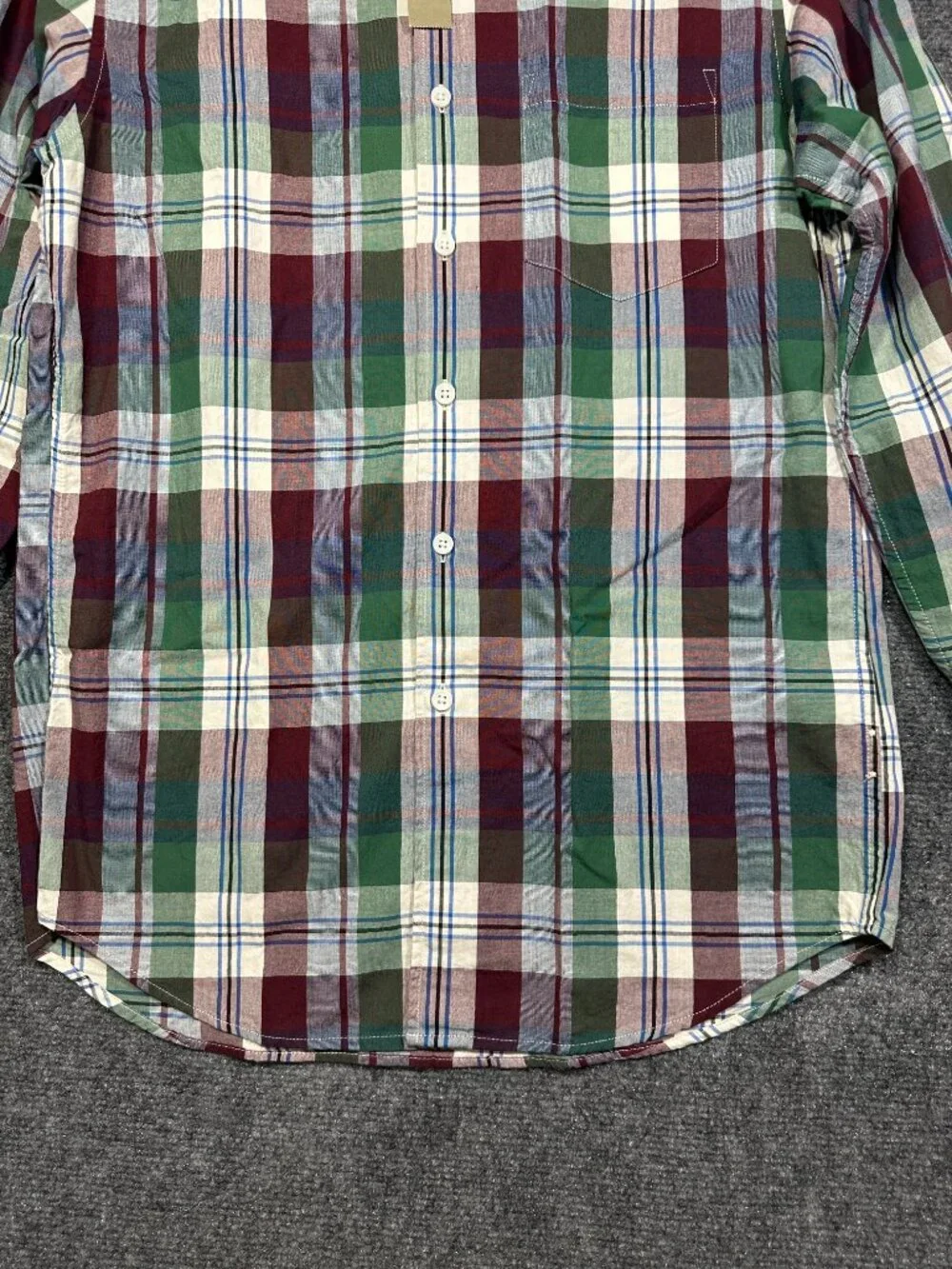 J Crew Shirt Mens Small Slim Fit Button Down Red Green Plaid Cotton Pocket NEW